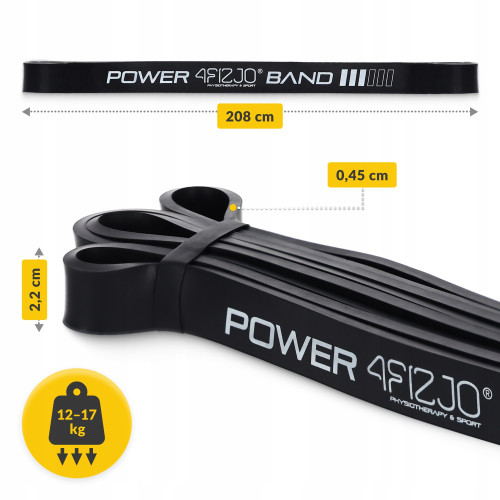 Резинка для фітнеса  4FIZJO Power Band 22 мм 12-17 кг Black - фото №6